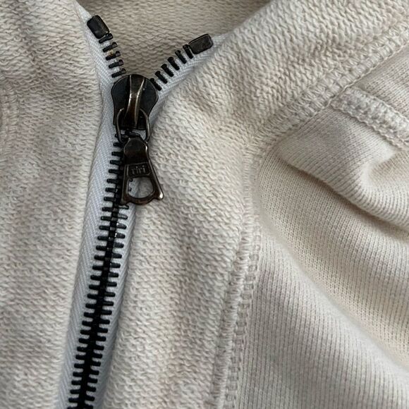 James Perse Cream Cropped Hooded Zip Up Sweatshirt Size Small - Picture 9 of 11